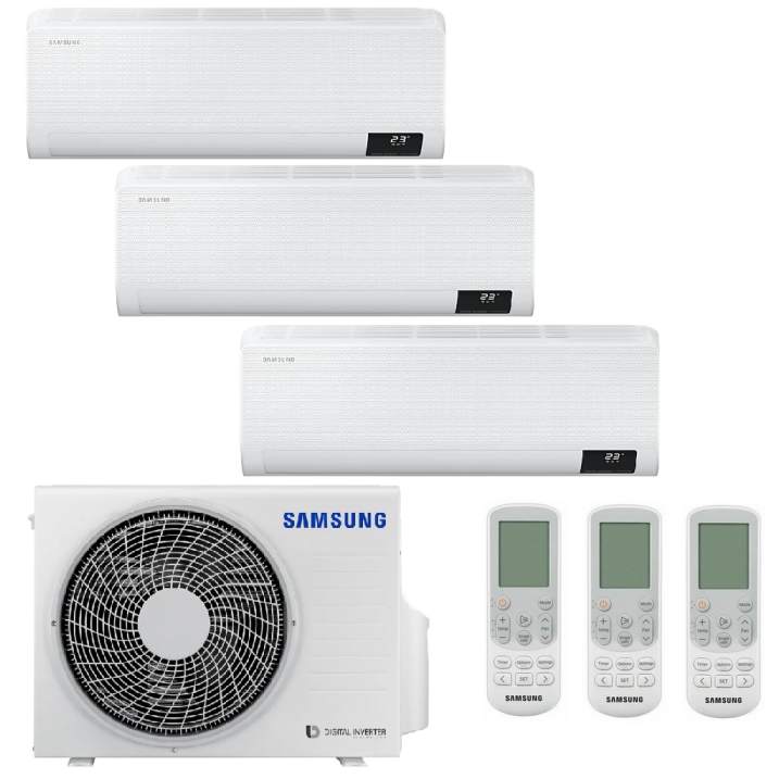 Samsung Wind-Free Comfort MultiSplit Trio Wandgeräte 2x AR09TXFCAWKN + AR12TXFCAWKN + AJ052TXJ3KG | 2x 2,5 kW + 3,5 kW - Weiß