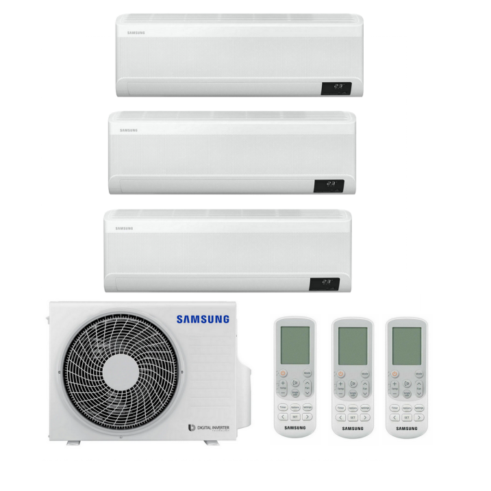 Samsung Wind-Free Comfort Trio 2x AR09TXFCAWKNEU + AR18TXFCAWKNEU + AJ068TXJ3KG/EU R32 2x 2,5 kW + 5  kW