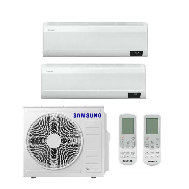 Samsung Wind-Free Elite MultiSplit Duo Wandgeräte AR07CXCAAWKN + AR09CXCAAWKN + AJ040TXJ2KG | 2 kW + 2,5 kW - Weiß